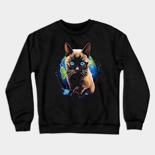 Siamese Cat Earth Day Crewneck Sweatshirt